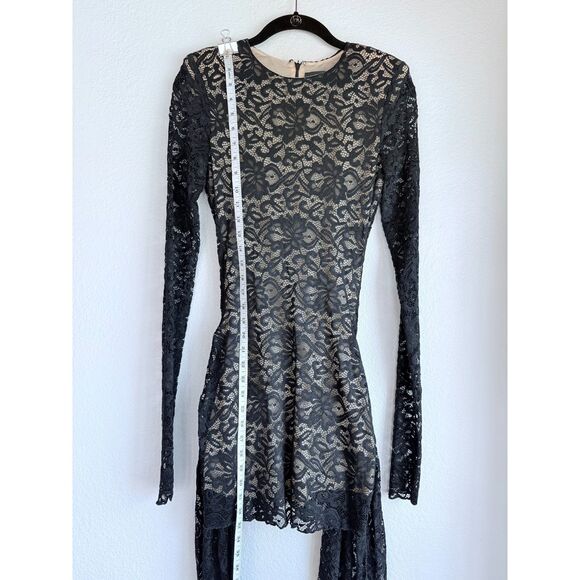 NWOT Rotate Illusion Lace Self Tie Long Sleeve Bodycon Mini Dress in Black Sz 4 - Picture 12 of 16